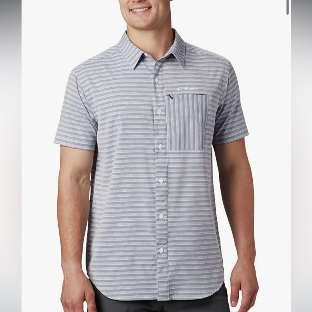 Columbia Men's XL Gray Twisted Creek II Striped short sleeved Shirt